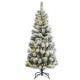 5 feet snow-flocked Christmas tree with hinged branches and 140 LED lights, ideal for creating a joyful holiday.