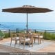 12-foot coffee patio umbrella with crank handle and 8 sturdy ribs, perfect for outdoor shading on patios or poolsides.