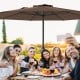 12 feet coffee patio umbrella with crank handle, providing large shade for outdoor gatherings and events.