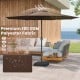 12 feet coffee patio umbrella with crank handle, featuring fade-resistant 180 GSM polyester fabric for outdoor shading.