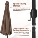 12-foot coffee patio umbrella with crank handle, featuring space-saving storage and a durable, rustproof design.
