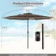 12 ft coffee patio umbrella with crank handle, 8 sturdy ribs, and dimensions for optimal shading at poolsides or patios.