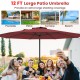 12 ft red patio umbrella with crank handle and 8 sturdy ribs, perfect for poolside or patio shading.