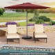 Red 12 feet patio umbrella with crank handle, supported by 8 sturdy ribs, ideal for poolside and patio shading.