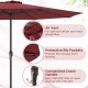 12-foot red patio umbrella featuring a crank handle, air vent, and protective rib pockets for optimal shading and.