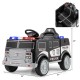 Battery-powered electric police vehicle with realistic features, remote control, and multifunctional panel for kids'.