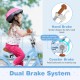 12-inch kids bike featuring dual brake system, adjustable handlebar, and removable storage basket for safety and.