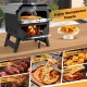 12-inch outdoor pizza oven in black with pizza stone, ideal for BBQ, camping, and outdoor feasts.