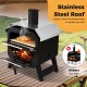 12-inch outdoor pizza oven with stainless steel roof, designed for patio and camping, featuring a pizza stone and heat.