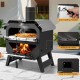 12-inch outdoor pizza oven in black with anti-scalding handles, multiple air vents, perfect for patio and camping use.