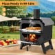 12-inch outdoor pizza oven in black with chimney, ready for quick cooking, ideal for patio or camping use.