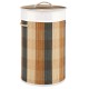 Multicolor 13.2-gallon laundry hamper with removable liner, bamboo frame, and lid for dust-free storage.