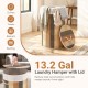 Laundry hamper with lid, 13.2-gallon bamboo frame, removable liner, and compact design for easy laundry storage.