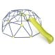 Geometric dome climber with extended wavy slide and two rest platforms, designed for kids aged 5-10 for outdoor play.
