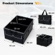 Car trunk organizer with removable divider, 3 compartments, and 6 pockets, made of durable black Oxford fabric.