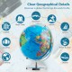 Illuminated 13-inch world globe with 720° rotation, featuring detailed geographic information for educational use.