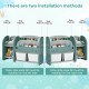 Kids toy storage organizer with 2-tier shelves and plastic bins, designed for easy access and organization in playrooms.