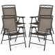 Single patio folding chair featuring a heavy-duty steel frame and breathable fabric, perfect for outdoor use and easy.
