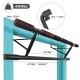Foldable pull-up bar with foam grip, supports 440 lbs, designed for easy installation on most door frames.
