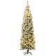 7.5 feet pre-lit snow flocked artificial pencil Christmas tree with 350 warm LED lights, perfect for small spaces.