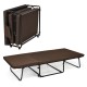 Folding guest sleeper bed in brown with 6 adjustable positions, sturdy steel frame, and removable linen cover for.