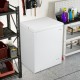 Compact 141 L chest freezer in white with adjustable temperature, removable basket, and top stay-open door for easy.