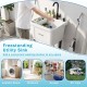 Freestanding utility sink with 14.5 Gal basin, rotating faucet, and adjustable legs for laundry and gardening tasks.