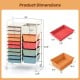 14-drawer rolling storage cart in macaron colors with metal tabletop and pegboard, ideal for versatile organization.