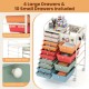 14-drawer rolling storage cart with metal tabletop, featuring 4 large and 10 small drawers for versatile organization.
