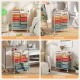 14-drawer rolling storage cart with metal tabletop and pegboard, ideal for organizing in nurseries, studios, or living.