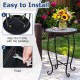 14" floral mosaic patio accent coffee end table with a robust metal frame, perfect for outdoor or indoor use.