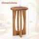14-inch farmhouse end table with round tray top, solid mahogany wood, and cross legs, perfect for living room or patio.