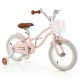 14-inch pink kid's bike with removable training wheels, adjustable seat, and storage basket for safe, comfortable.