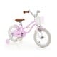 14-inch purple kid's bike with removable training wheels, adjustable seat, and storage basket for safe, comfortable.