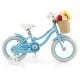 14-inch blue kids bike with training wheels, adjustable seat, and front basket for dolls and snacks, perfect for.