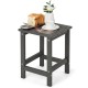 Gray 14-inch square weather-resistant Adirondack side table showcases a simple design, ideal for both indoor and outdoor use.
