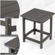 Gray 14-inch square Adirondack side table features a slatted design, weather-resistant HDPE material, and blunted edges for safety.