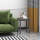 Gray 14-inch square weather-resistant Adirondack side table with slatted top, perfect for outdoor use and easy maintenance.