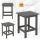 Gray 14-inch square weather-resistant Adirondack side table features a slatted top and 385 lbs weight capacity for outdoor use.