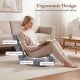 Adjustable cushioned floor chair in light gray, featuring ergonomic back, lumbar, hip, and thigh support for comfort.