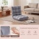 Light gray adjustable cushioned floor chair with thick padding, suitable for living room or bedroom seating.