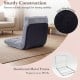 Light gray adjustable cushioned floor chair with a reinforced metal frame, supports up to 355 lbs, ideal for versatile.