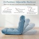 Adjustable cushioned floor chair in green, featuring 14 positions for comfort and back support, ideal for various.