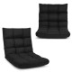 Adjustable black floor chair with 14 positions, featuring breathable fabric and sturdy steel frame for comfort and.