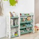 Close-up of the green HDPE kids toy storage bins, featuring a lightweight design for easy cleaning and safe use.