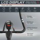 LCD display of the 30 lbs fixed training bicycle showing time, distance, calories, and pulse for home or gym use.