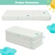Tri-fold memory foam baby mattress with carrying bag, featuring dimensions of 38"x26"x3", ideal for travel and playpens.