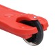 Close-up of the red folding kids scooter wheel, featuring PU flashing wheels and a curved handlebar for safety.
