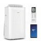 15000 BTU inverter portable air conditioner in white with remote control, smart WiFi, and LED display for efficient.