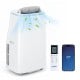 15000 BTU portable air conditioner in white with remote control, designed for efficient cooling in spaces up to 750.